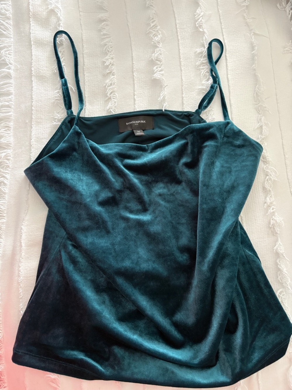 Banana Republic Teal Velvet Cami with Adjustable Straps